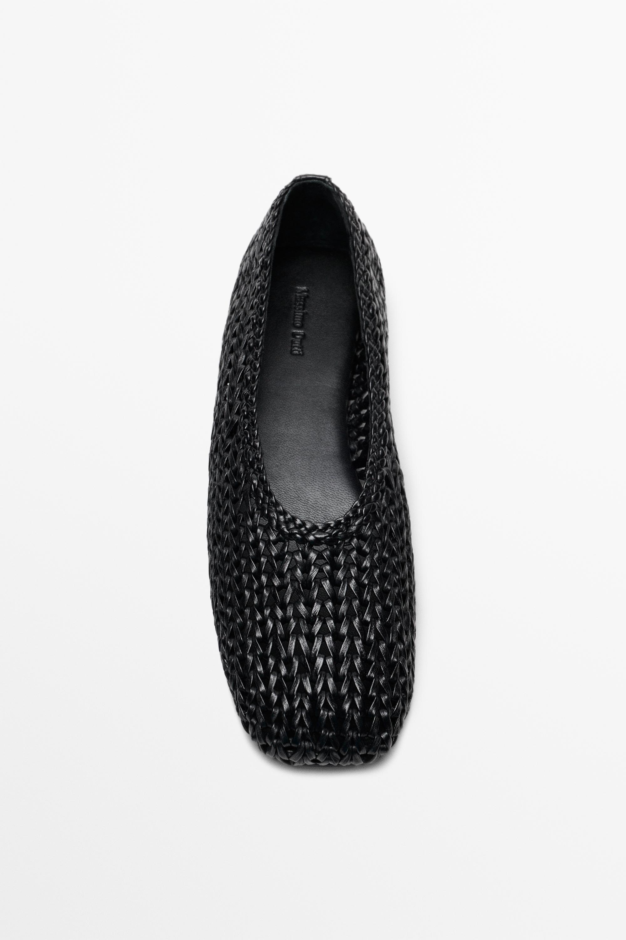 Braided sheepskin ballet flats